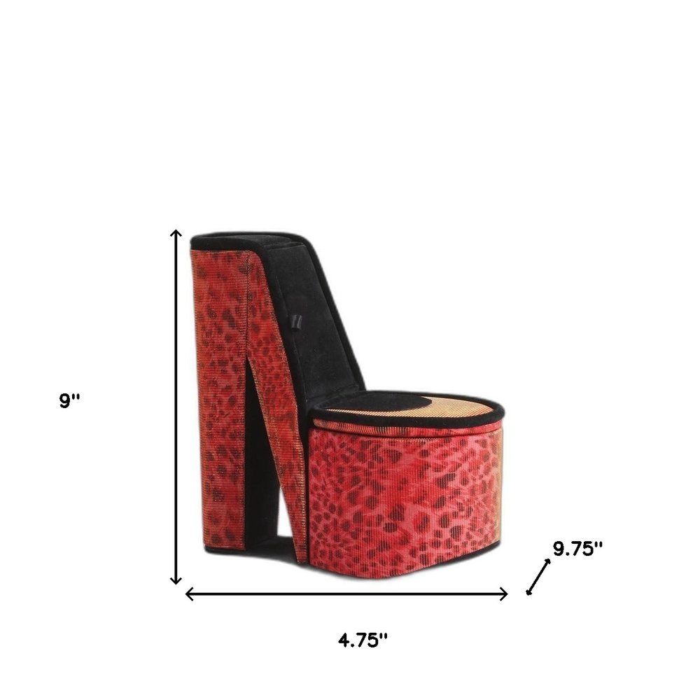 9" Purple And Black Glitter Velvet High Heel Jewelry Box