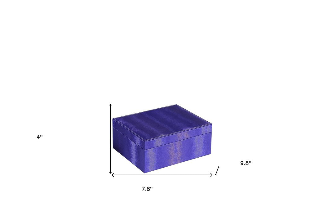 10" Azure Faux Leather Six Section Mirrored Jewelry Box. Jewelry boxe isolated on a plain white background, finished in navy faux leather.