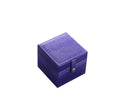 4" Azure Faux Leather Five Section Jewelry Box Travel Case With Mirror. Jewelry boxe isolated on a plain white background, showing a navy faux leather surface.