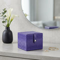 4" Azure Faux Leather Five Section Jewelry Box Travel Case With Mirror