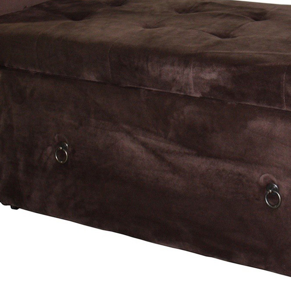 Brown Suede Shoe Storage Bench with Drawer close-up detail