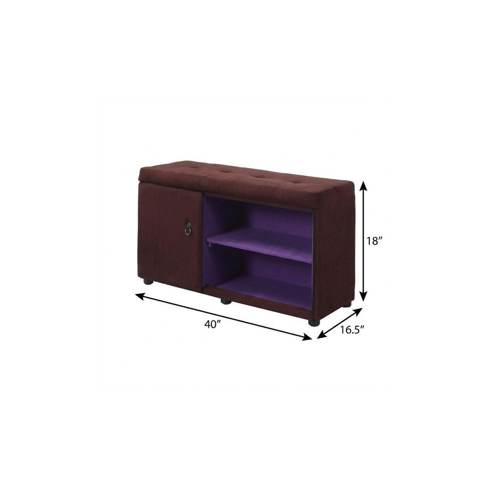 Brown and Purple Tufted Shoe Storage Bench