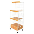 White and Natural 26" Rolling Kitchen Cart With Storage on a white background