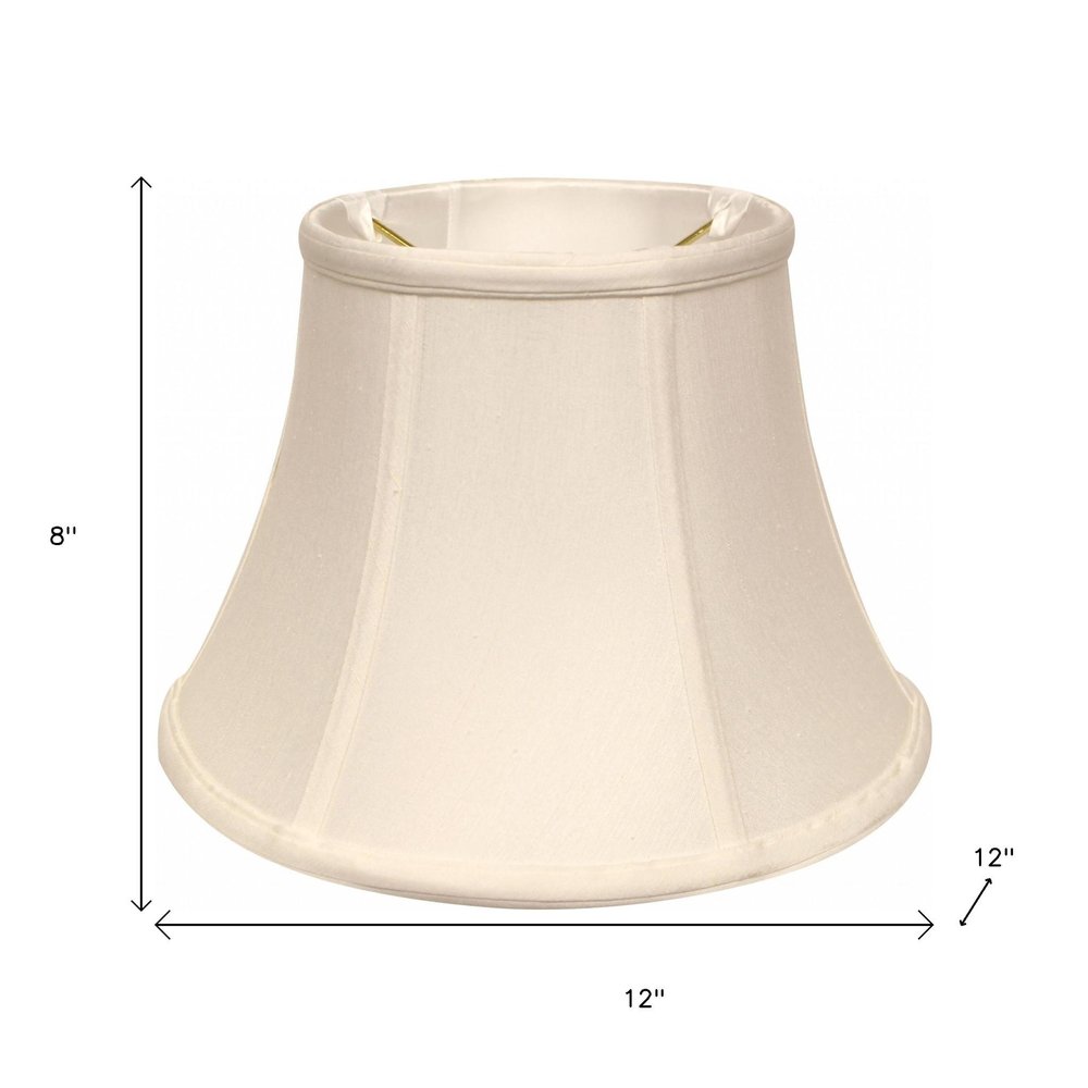 White Monay Shantung Silk Drum Lamp Shade on a white background