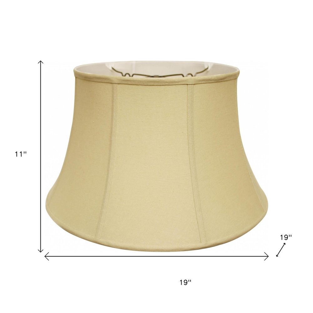 Tan Linen Drum Lamp Shade on a white background