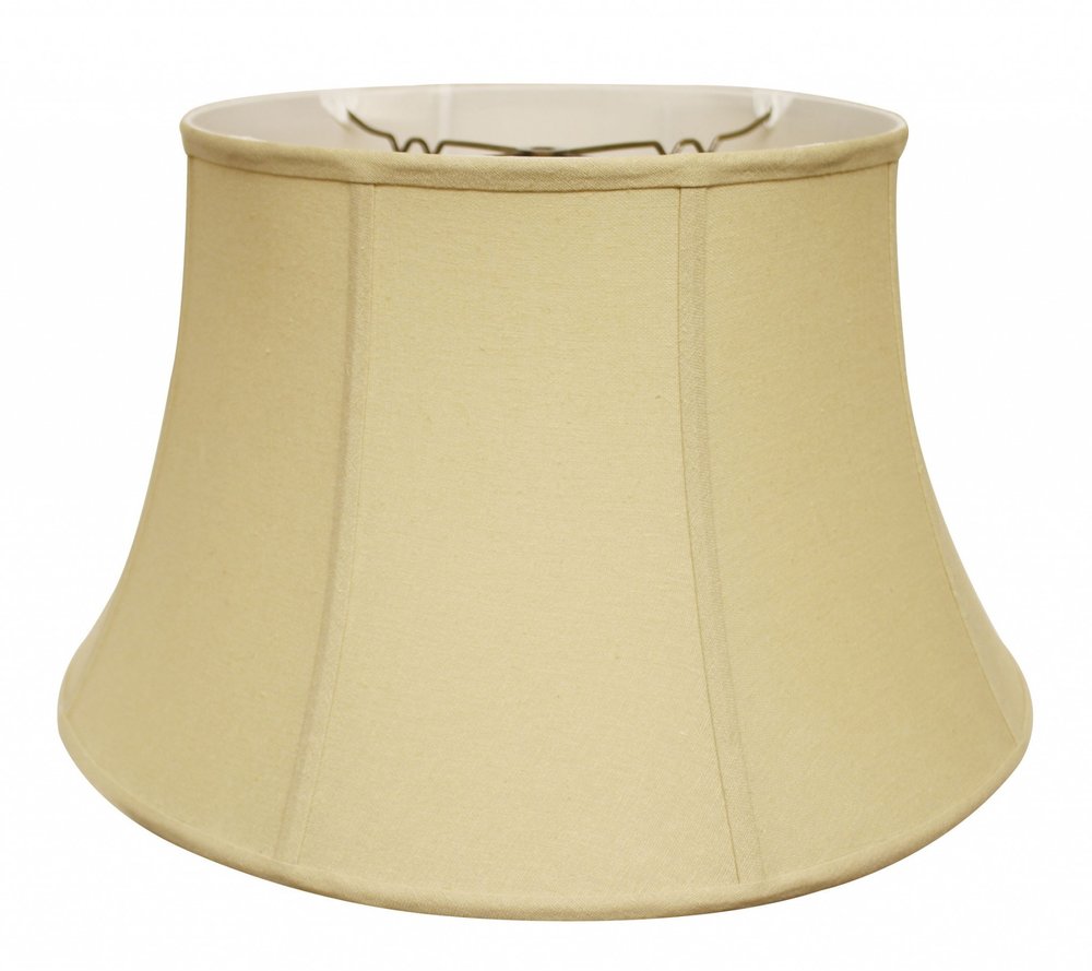 Tan Linen Drum Lamp Shade on a white background