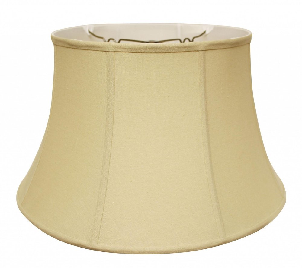 Tan Linen Drum Lamp Shade on a white background