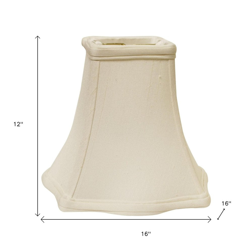 White Monay Shantung Silk Square Lamp Shade on a white background