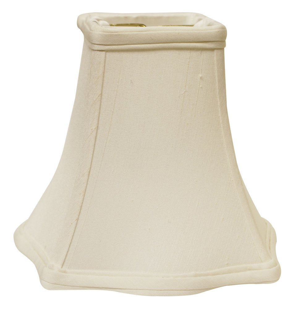 White Monay Shantung Silk Square Lamp Shade on a white background