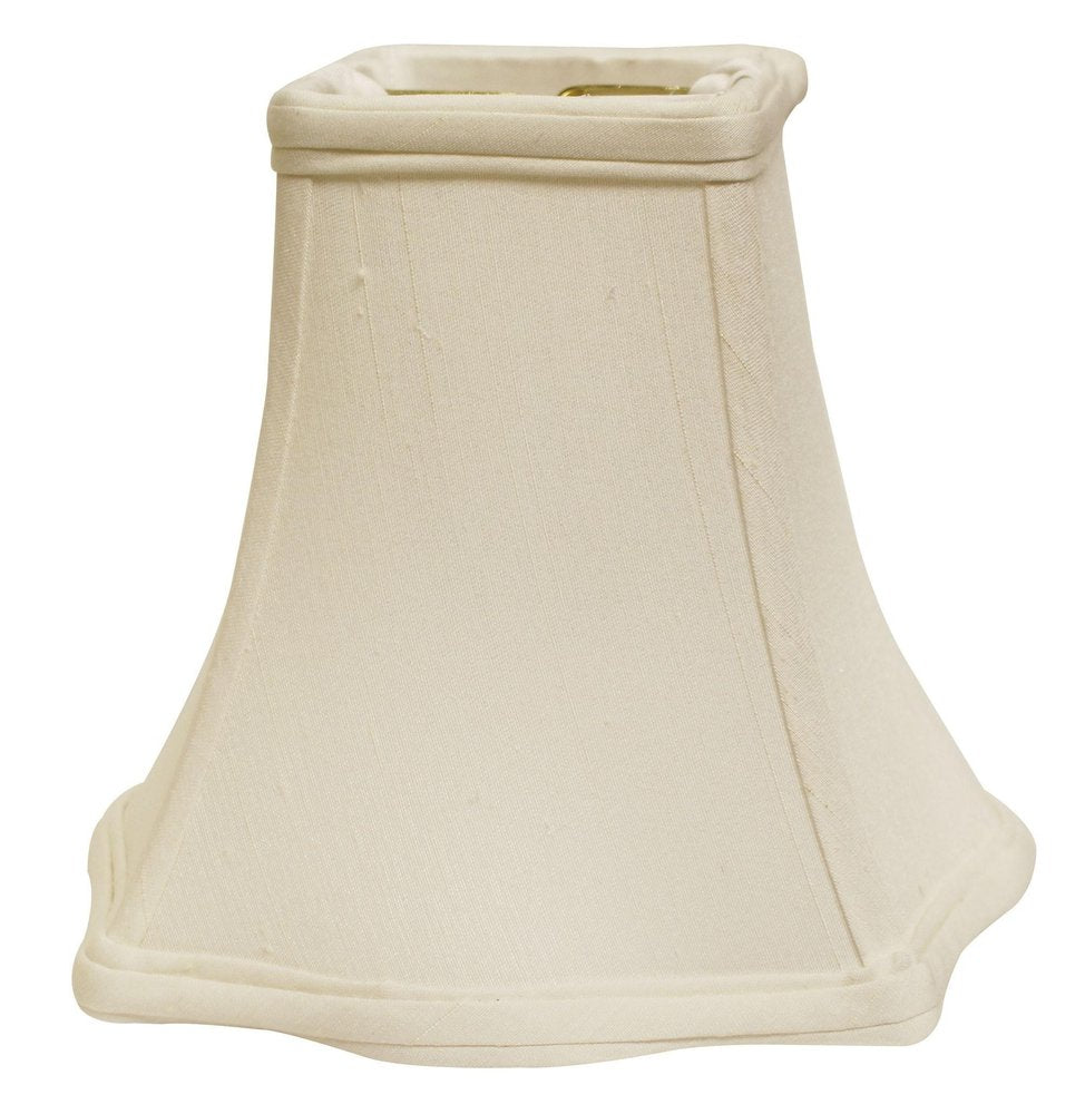 White Monay Shantung Silk Square Lamp Shade on a white background