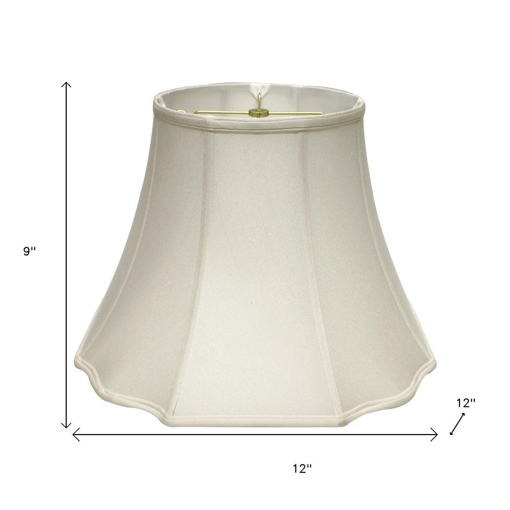 White Monay Shantung Silk Bell Lamp Shade on a white background