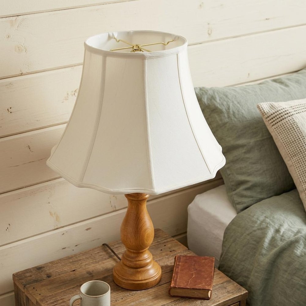 White Monay Shantung Silk Bell Lamp Shade in a home interior