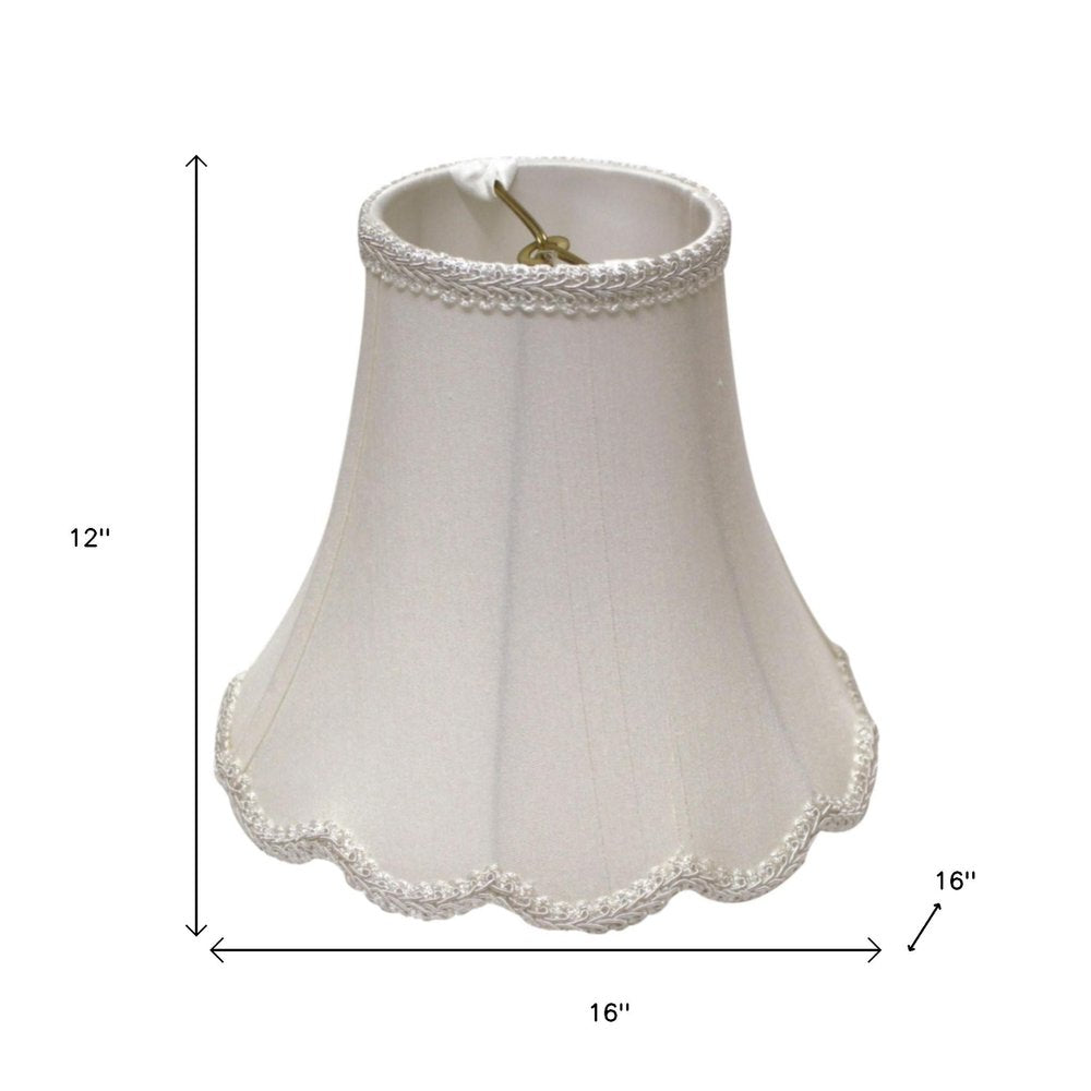 White Monay Shantung Silk Bell Lamp Shade on a white background
