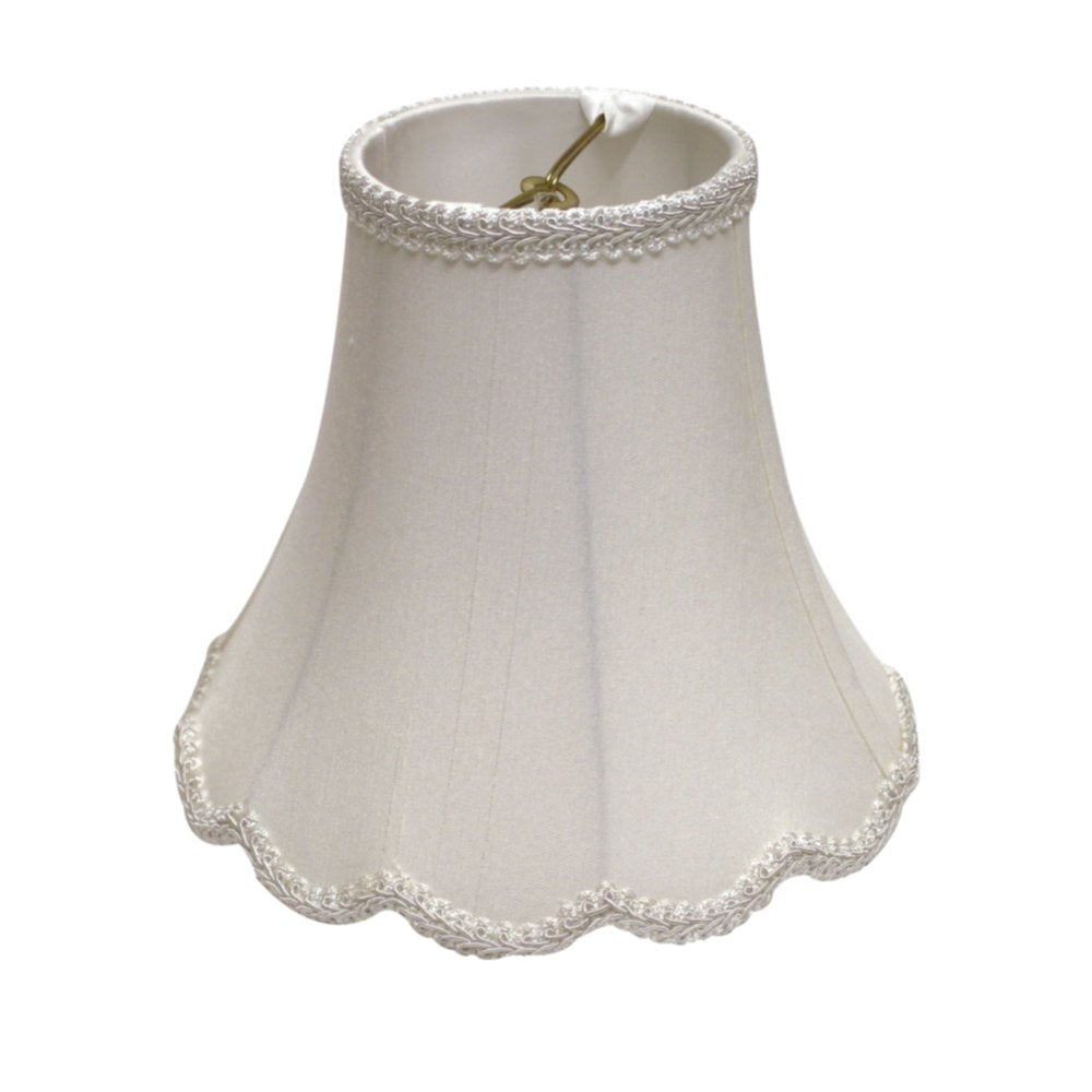 White Monay Shantung Silk Bell Lamp Shade on a white background