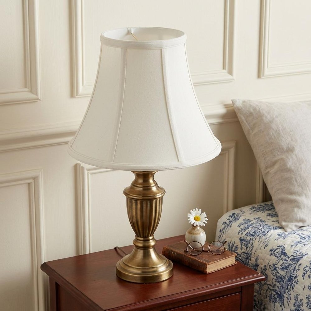 Off White Monay Shantung Silk Bell Lamp Shade in a home interior