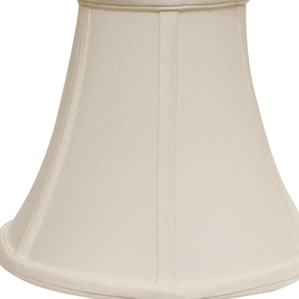 White Monay Shantung Silk Bell Lamp Shade on a white background