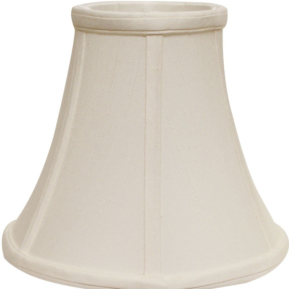 White Monay Shantung Silk Bell Lamp Shade on a white background