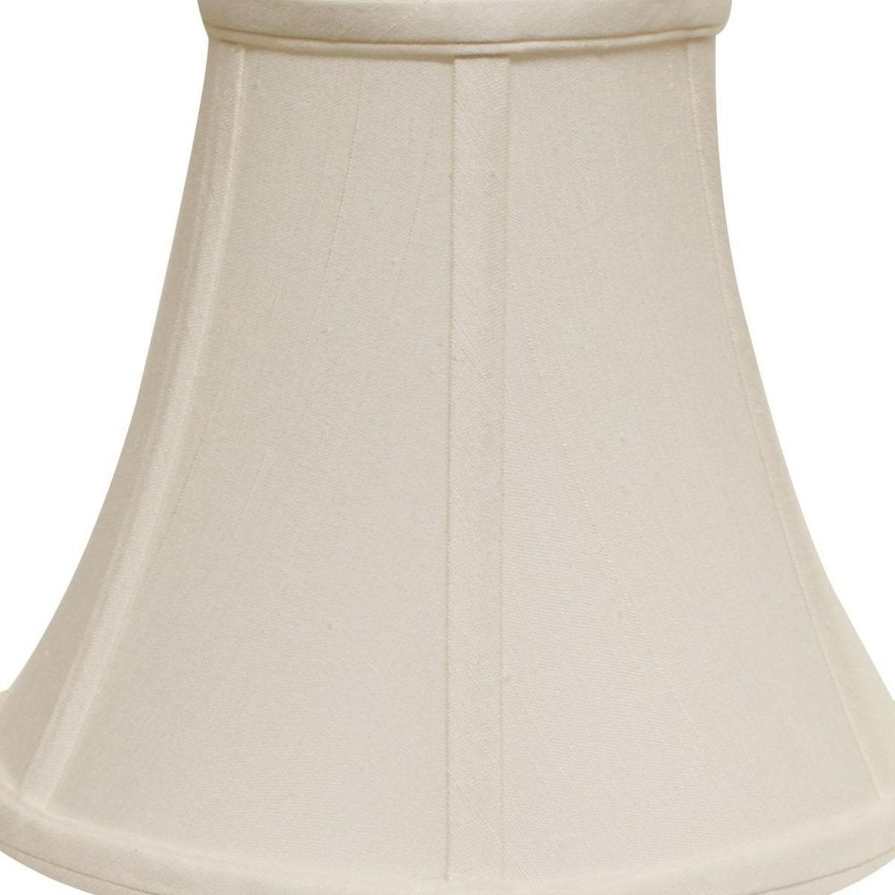 White Monay Shantung Silk Bell Lamp Shade on a white background