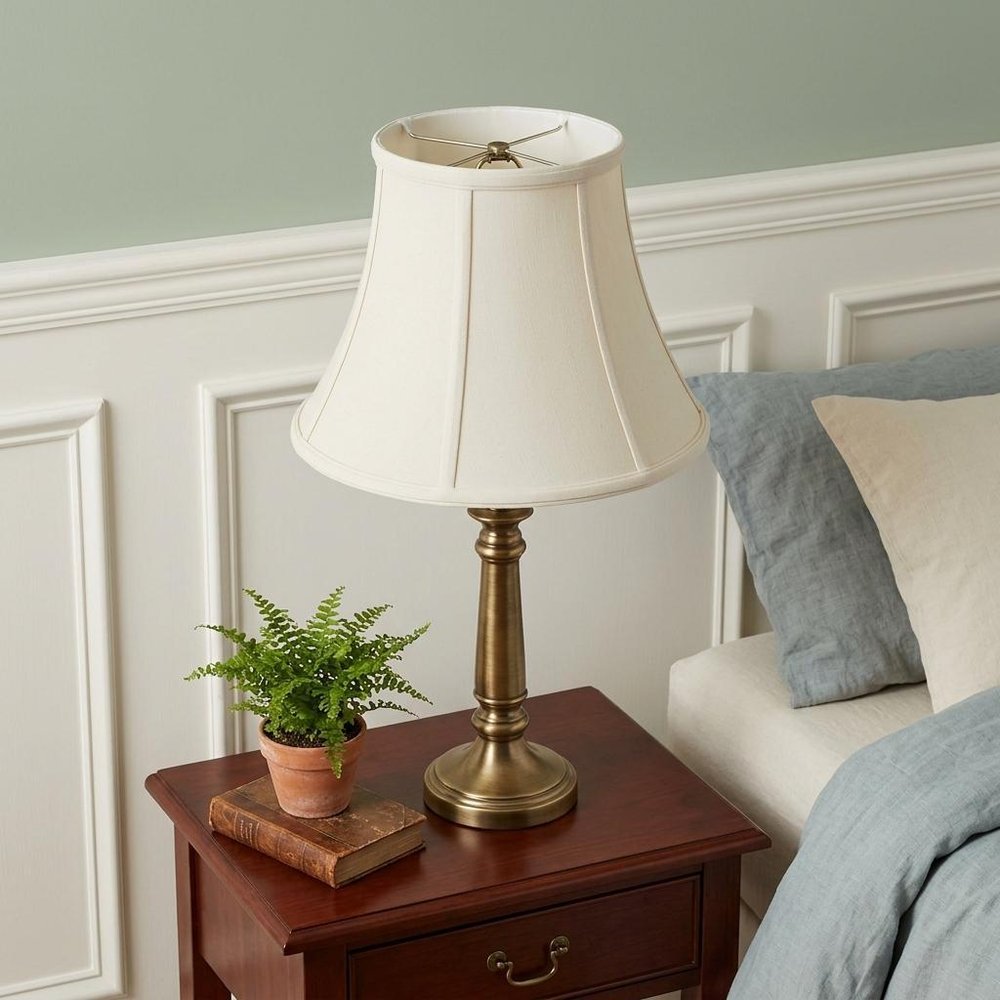 White Monay Shantung Silk Bell Lamp shade on a white background