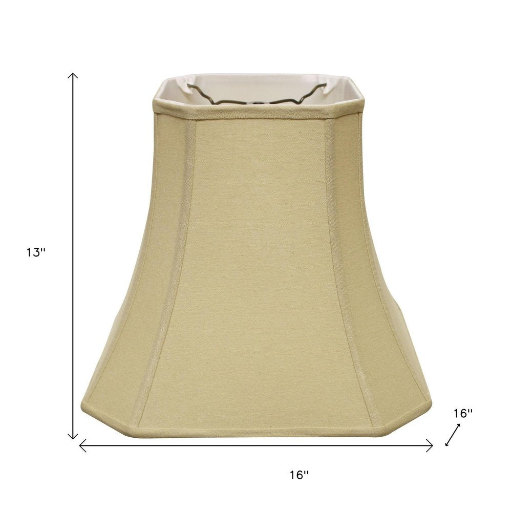Tan Linen Square Lamp Shade on a white background