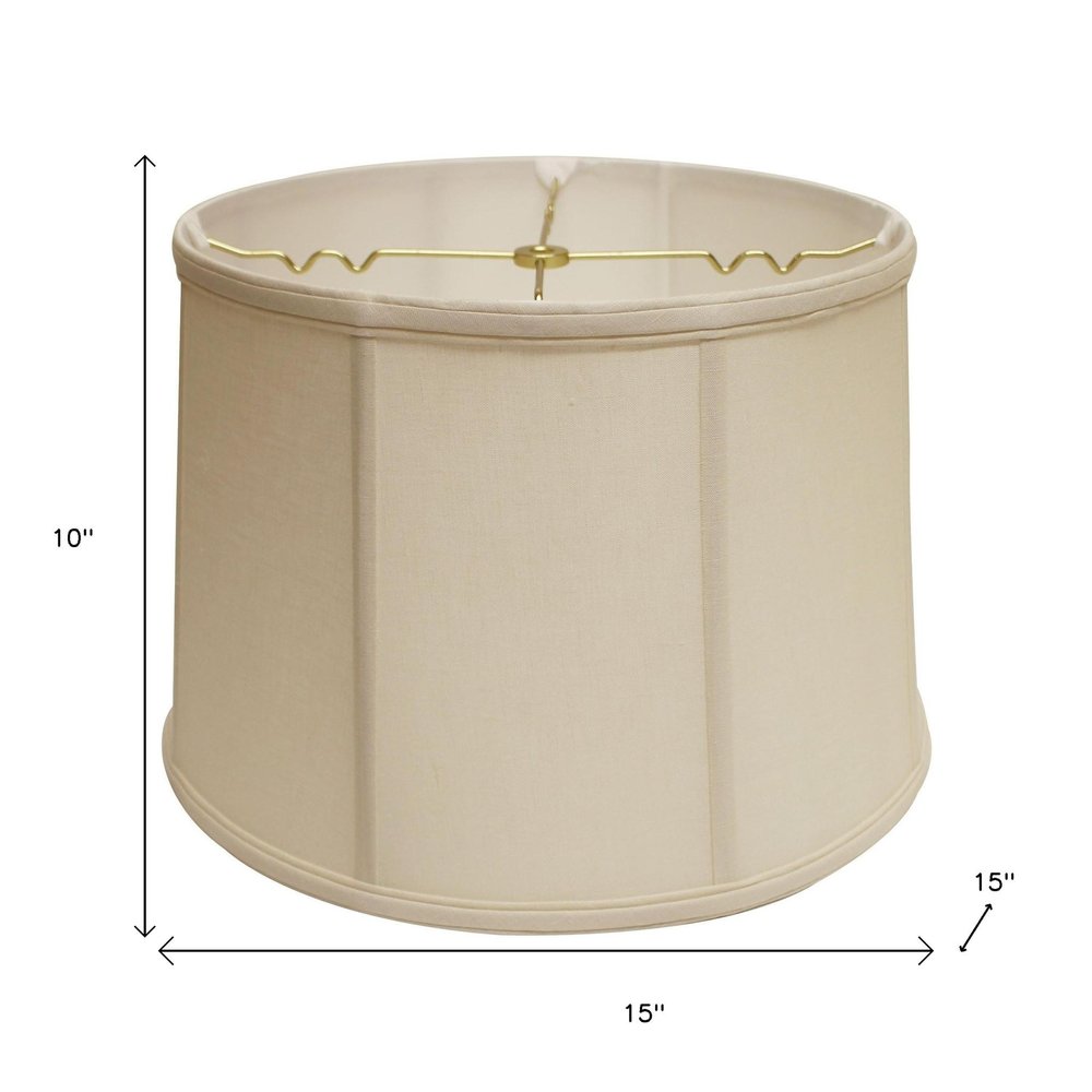 Vanilla Linen Drum Lamp Shade on a white background