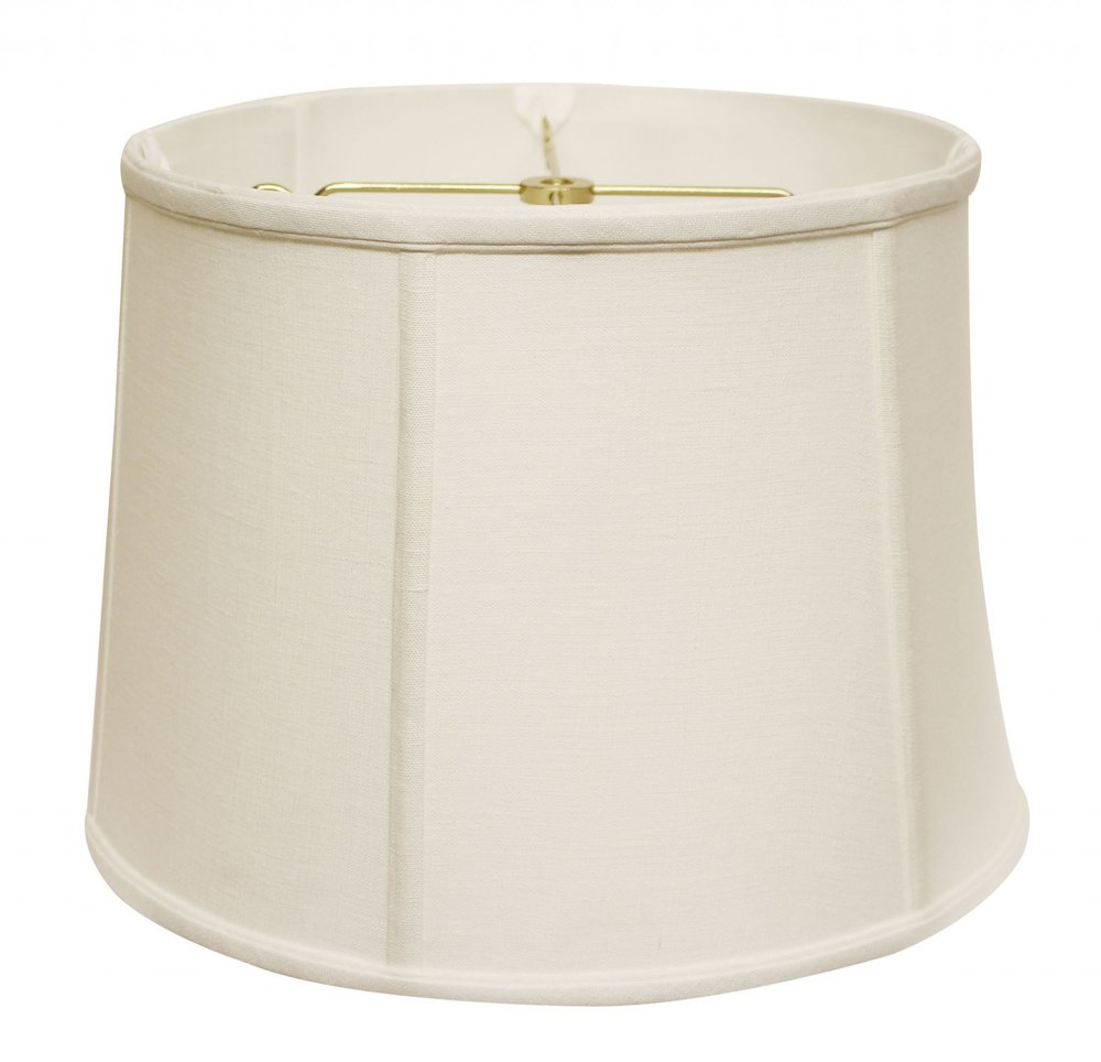 White Linen Drum Lamp Shade - with Spider Attachment on a white background