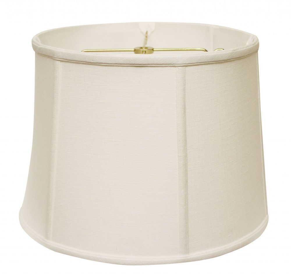 White Linen Drum Lamp Shade - with Spider Attachment on a white background