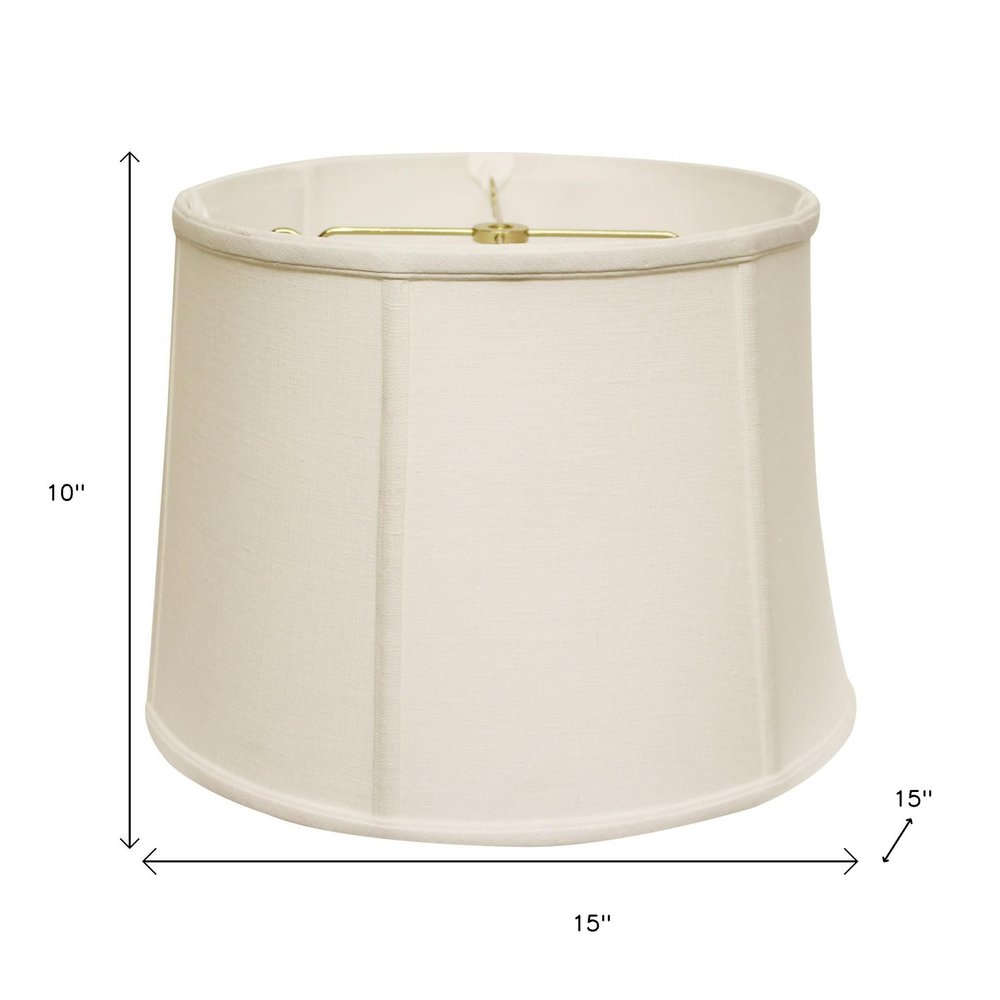 White Linen Drum Lamp Shade - with Spider Attachment on a white background