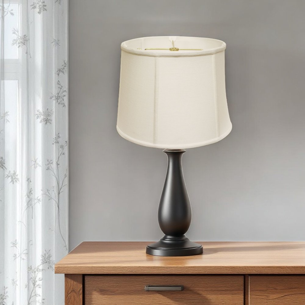 White Linen Drum Lamp Shade - with Spider Attachment