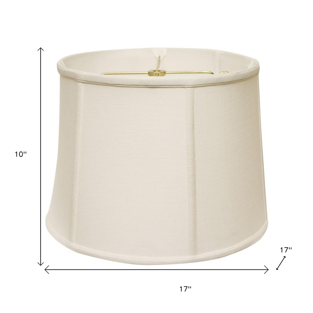 White Linen Drum Lamp Shade on a white background