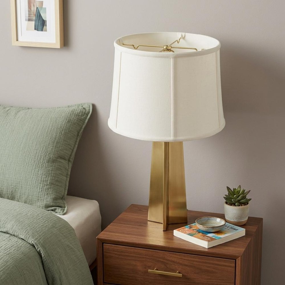 White Linen Drum Lamp Shade
