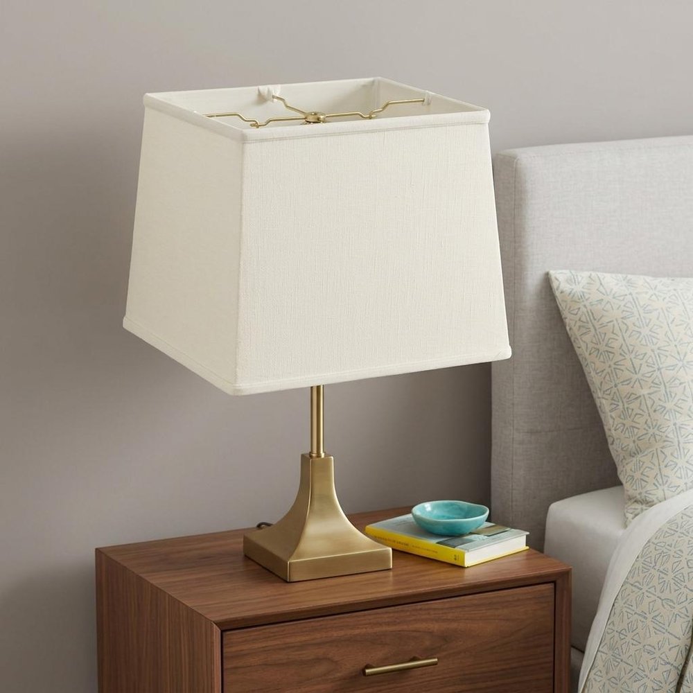 White Linen Lamp Shade - 10.00" H x 14.00" W x 9.00" D