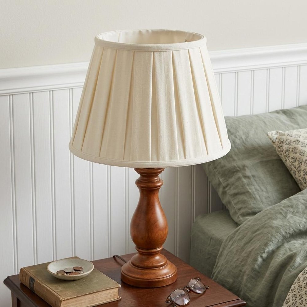 White Linen Pleated Empire Lamp Shade - with Convenient Spider Attachment Type for Easy Installation On Your Favori in a home interior