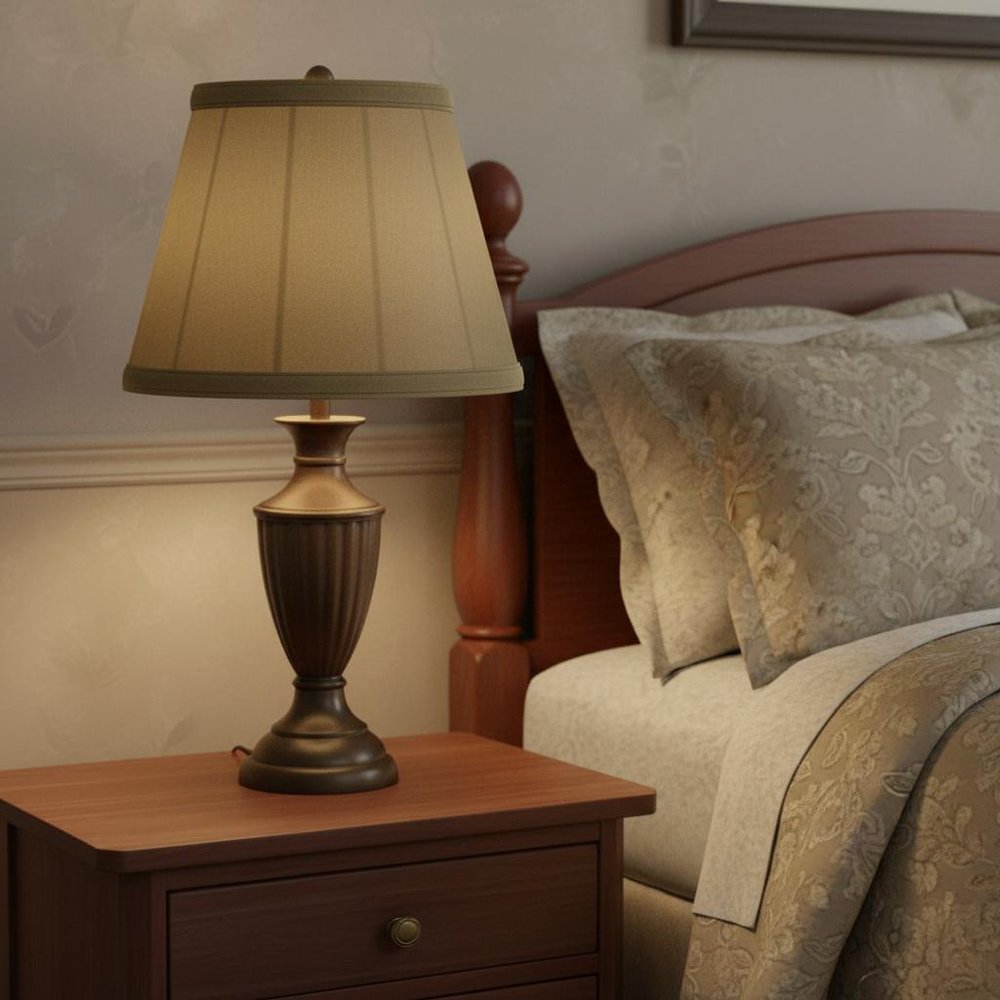 Tan No Slub Innsbruck Empire Lamp Shade in a home interior