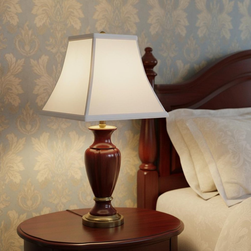 White No Slub Innsbruck Square Lamp Shade in a home interior