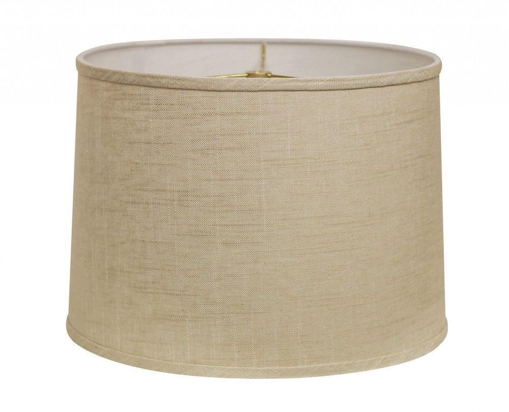 Light Yellow Linen Drum Lamp Shade on a white background