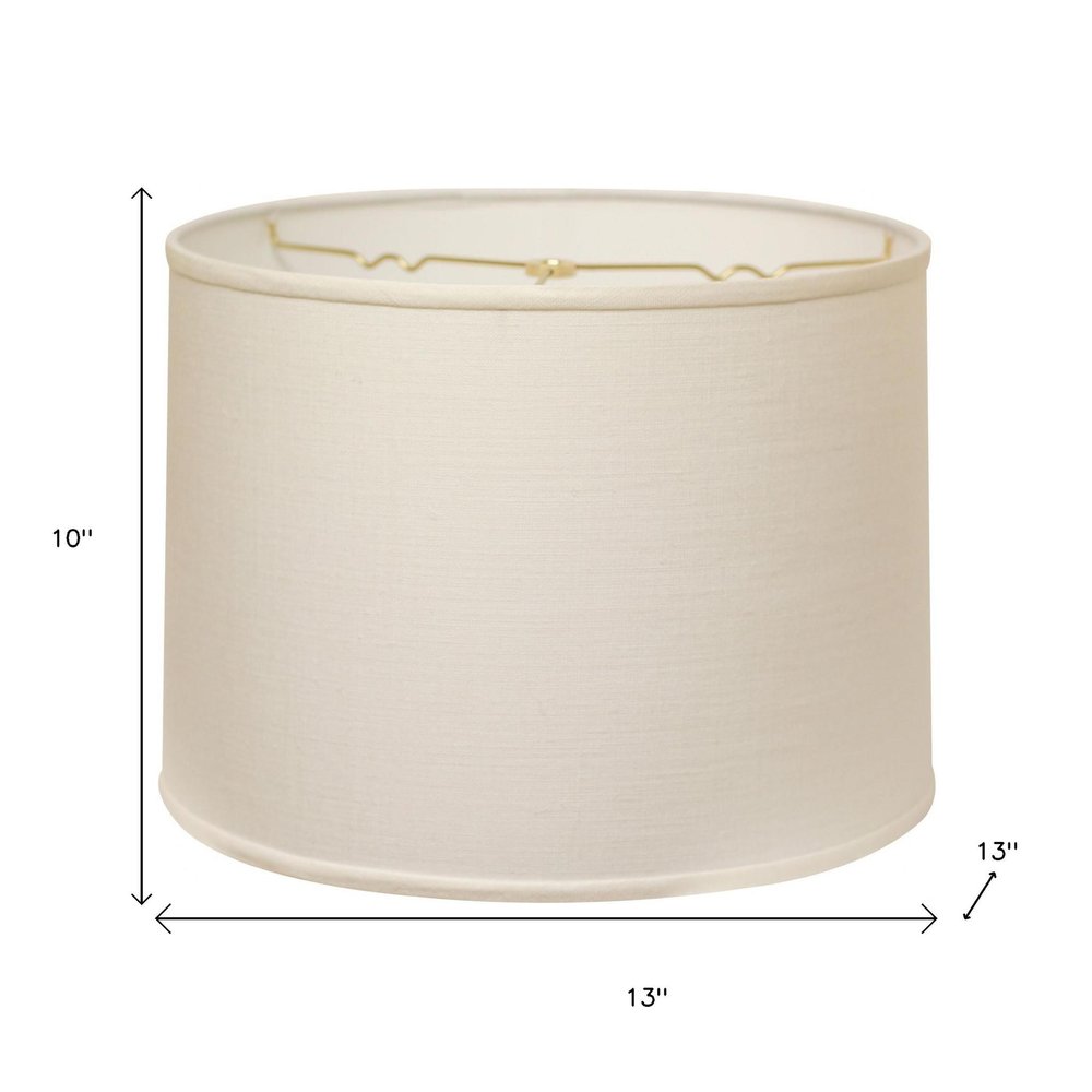 White Linen Drum Lamp Shade on a white background