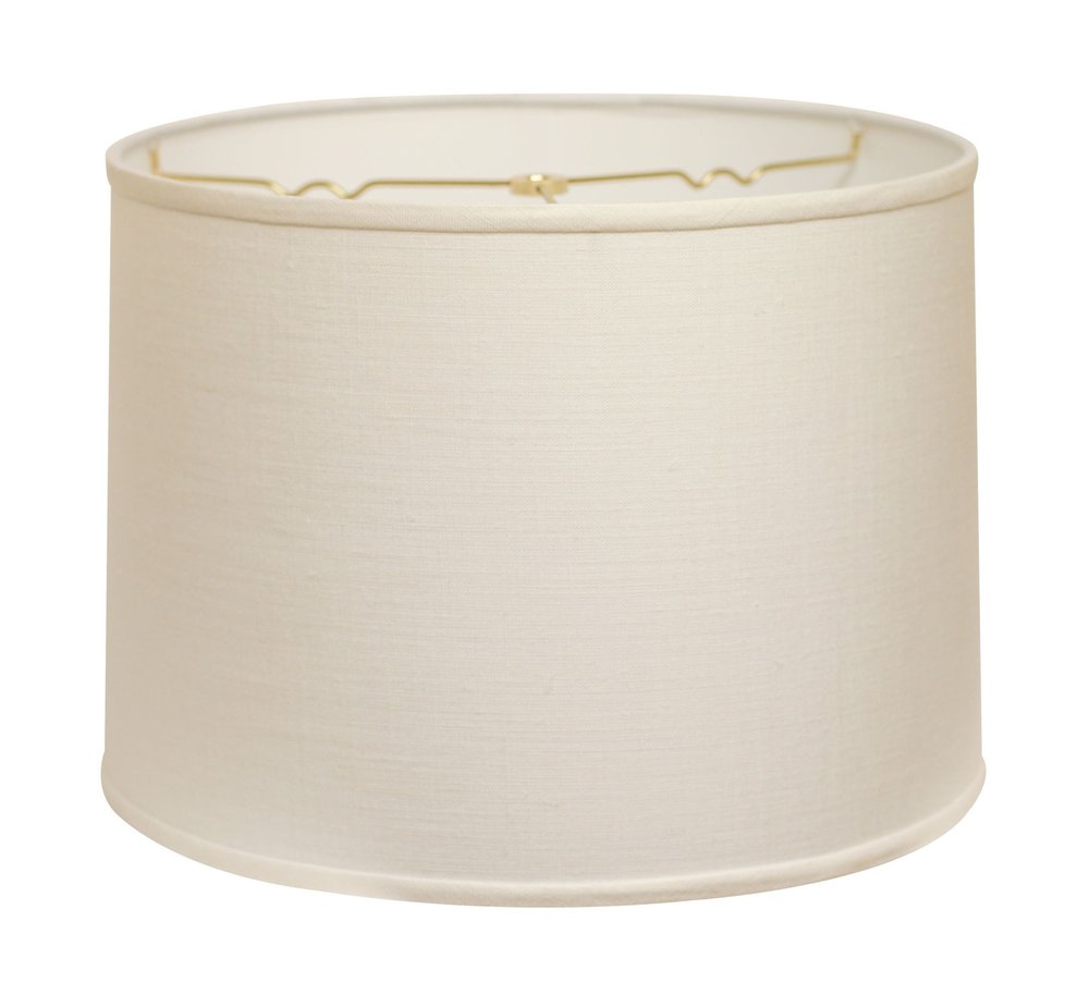 White Linen Drum Lamp Shade on a white background