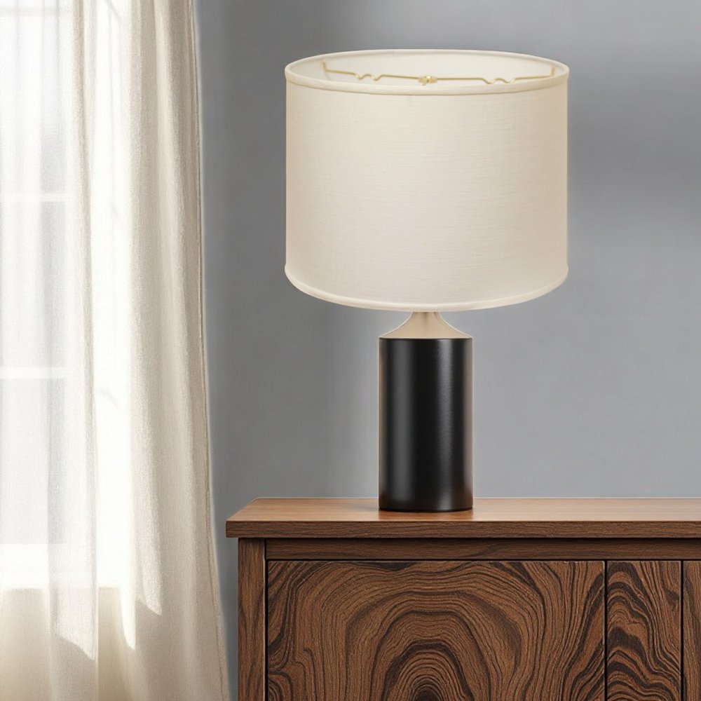 White Linen Drum Lamp Shade close-up detail