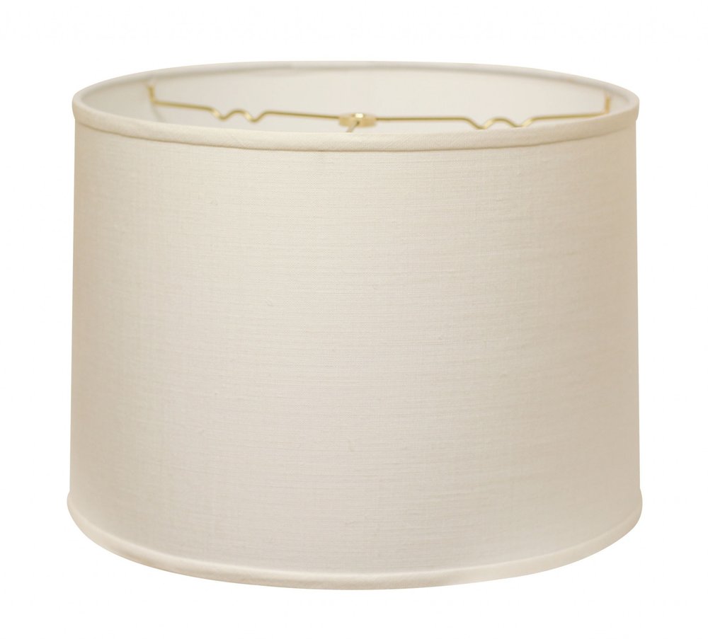 White Linen Drum Lamp Shade on a white background