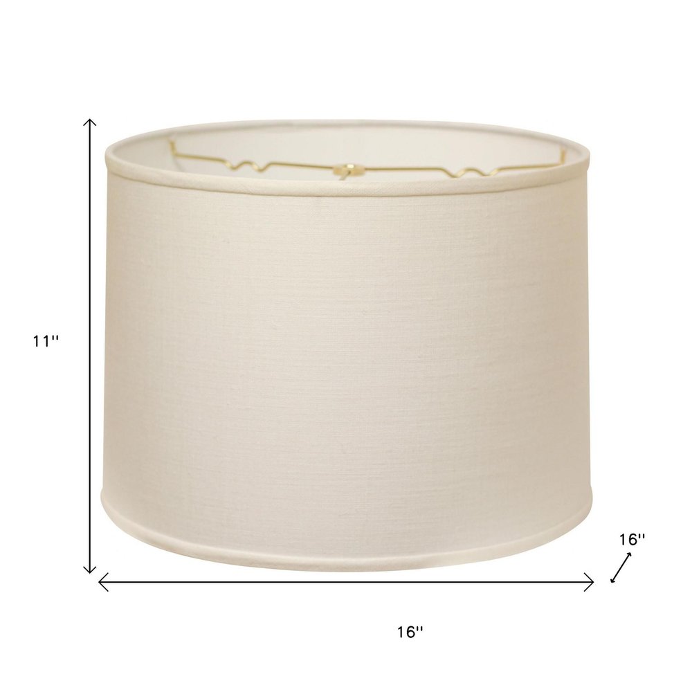 White Linen Drum Lamp Shade on a white background