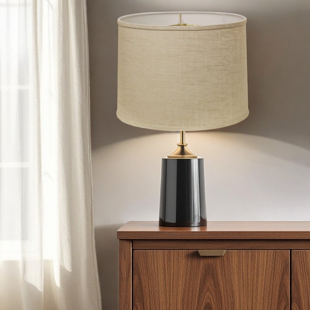 Light Yellow Linen Drum Lamp Shade close-up detail