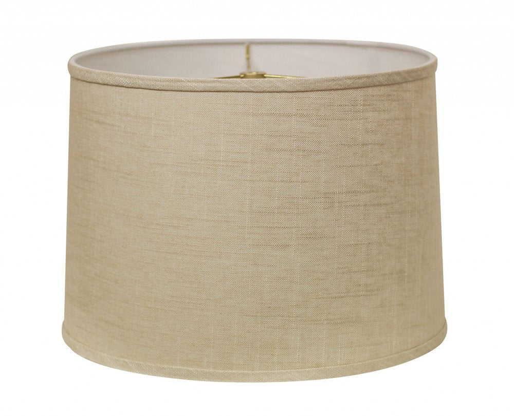 Light Yellow Linen Drum Lamp Shade on a white background