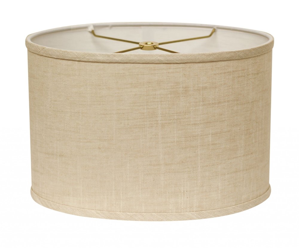 Light Yellow Linen Oval Lamp Shade on a white background
