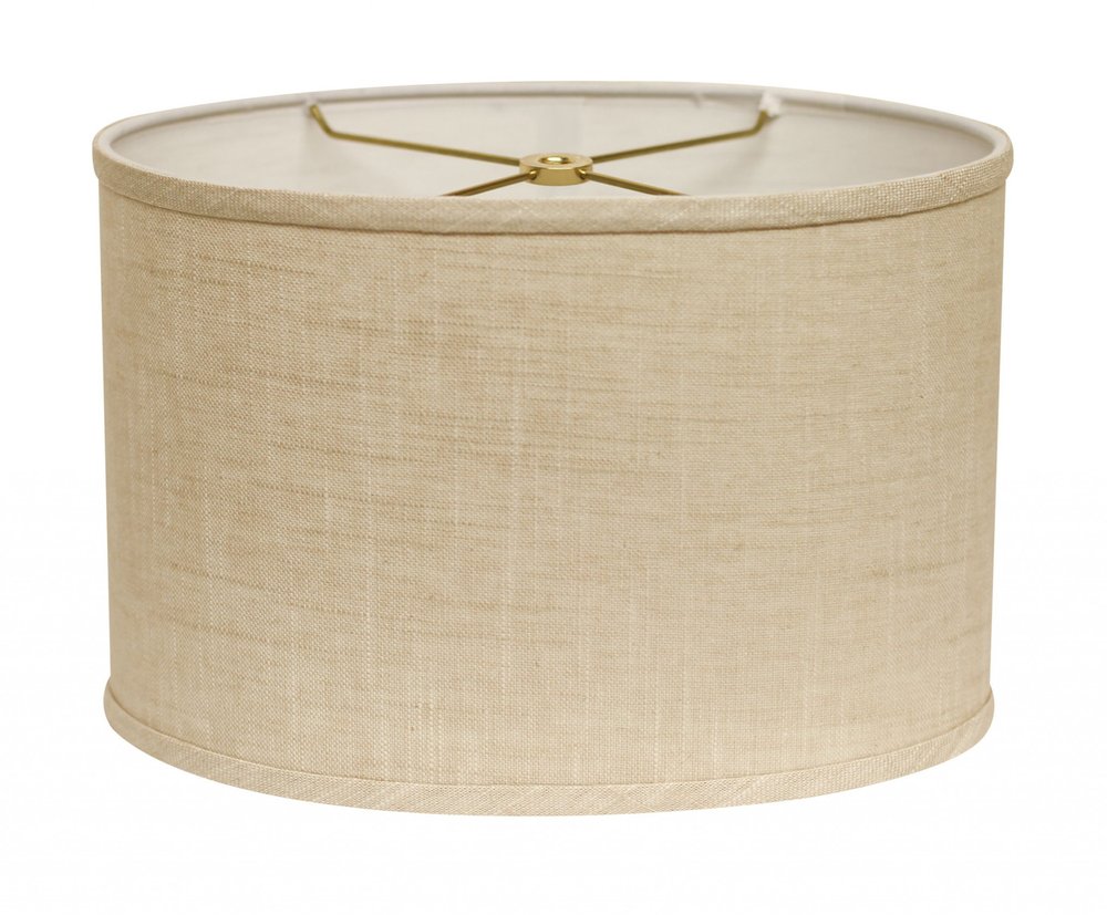 Light Yellow Linen Oval Lamp Shade on a white background