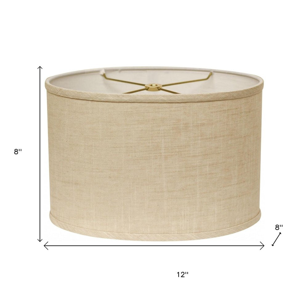 Light Yellow Linen Oval Lamp Shade on a white background