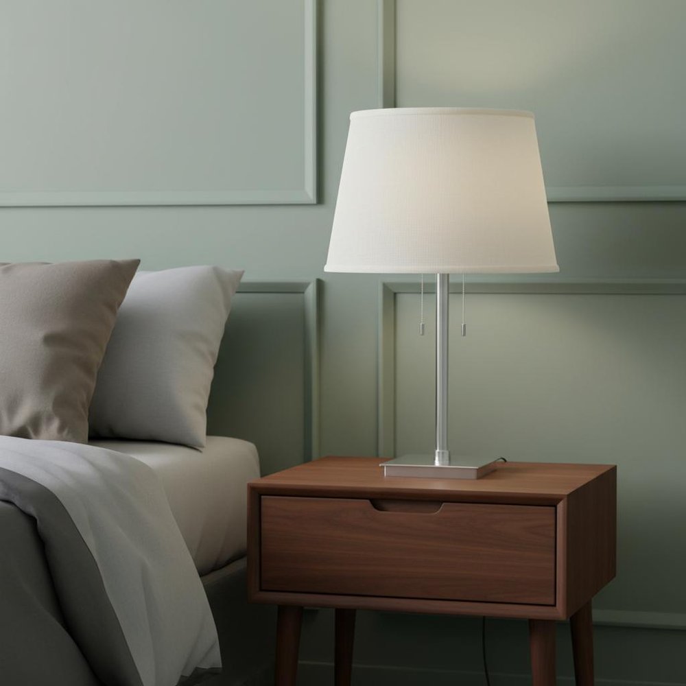 White Linen Empire Lamp Shade in a home interior