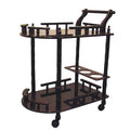 24" Dark Brown Rolling Bar Cart. Bar cart isolated on a plain white background, showing its dark brown color.