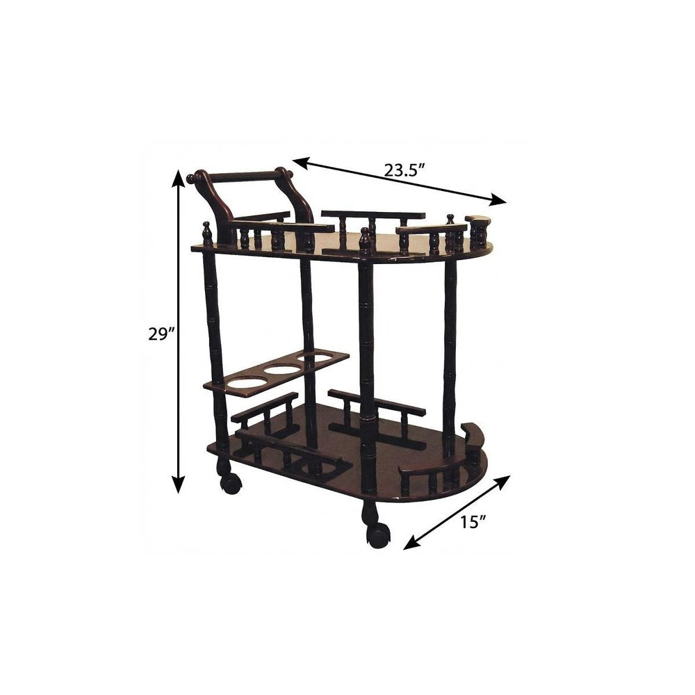 24" Dark Brown Rolling Bar Cart