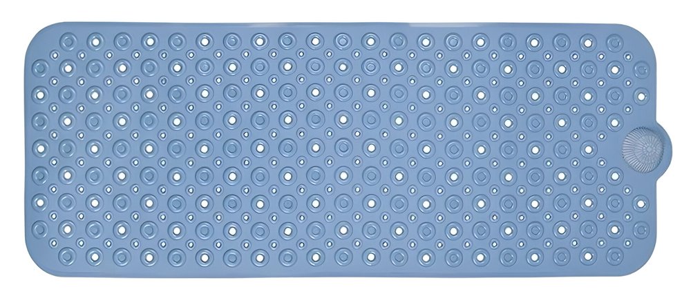 40" Blue Bubbles Non Slip Bathtub Mat. Bath rug isolated on a plain white background, in a blue plastic finish.